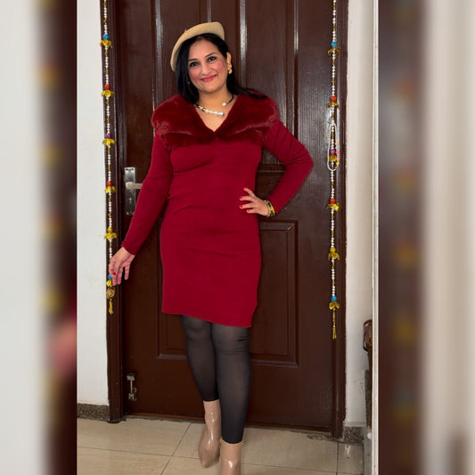 'FURORA' Red Knitted Dress