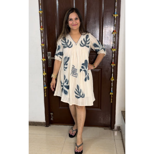 'MARIGOLD' White Embroidered Cotton Tunic