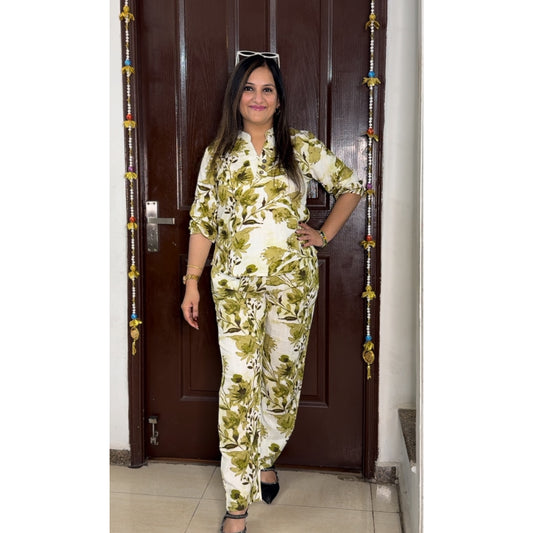 'MAYA' Green Linen Coord Set