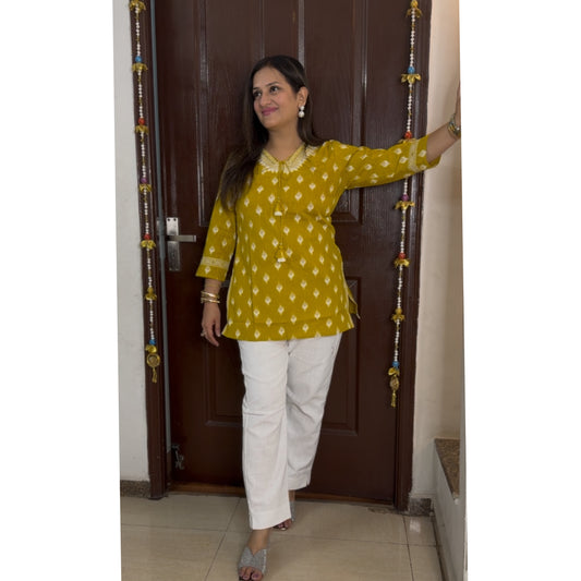 'TARA' Mustard Short Kurta