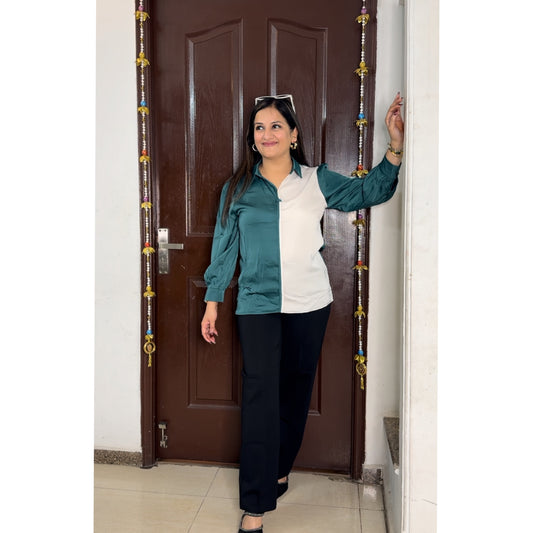 'ELARA' Green Formal Top