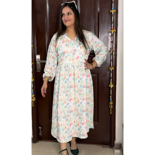 BLOOMORA' Sky Blue Floral Dress