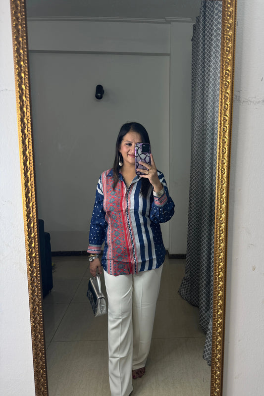 'ZIYA' Blue Muslin Shirt