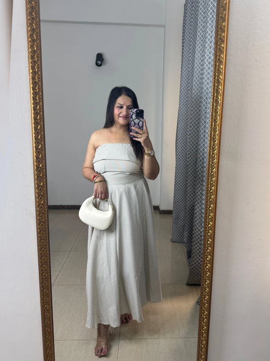 ZAYRA tube top and flared skirt co ord set for women front view stylish summer outfit