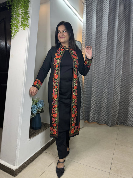 'TRIVENI'  Black Three Pc Coord Set