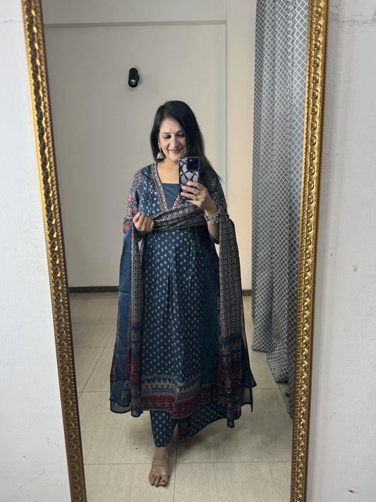 'AABHA' Teal Three Pc Set