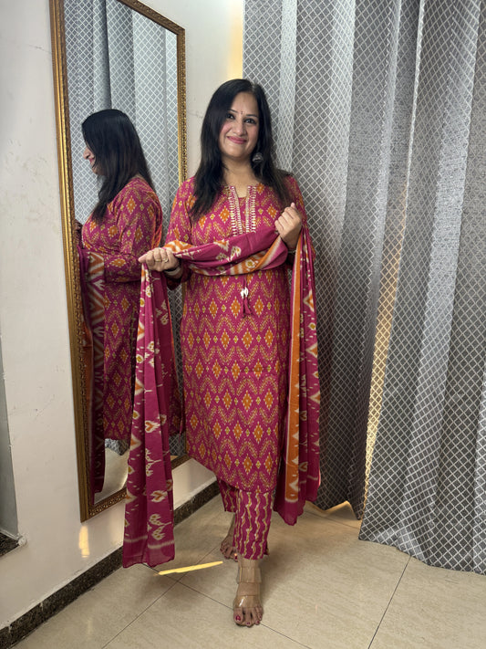 'MRINAL' Hot Pink Three Pc Set