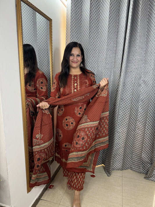 VEDA Three Piece Set |  Elegant Ethnic Co-Ord Set for Women | SJ Fashions