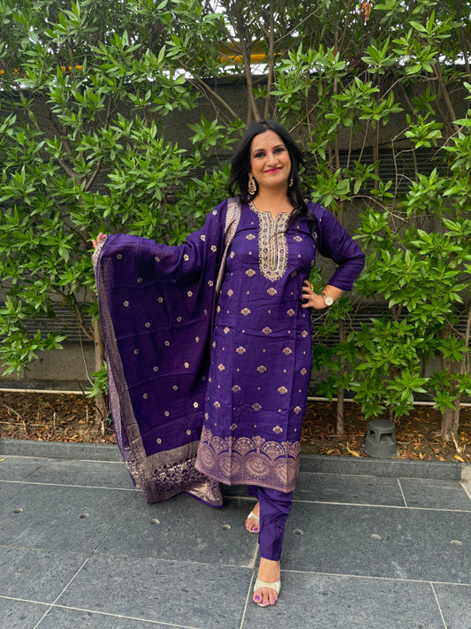 Dola Silk Purple Suit Set