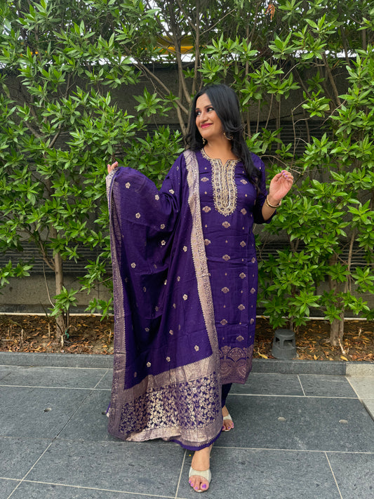 Dola Silk Purple Suit Set