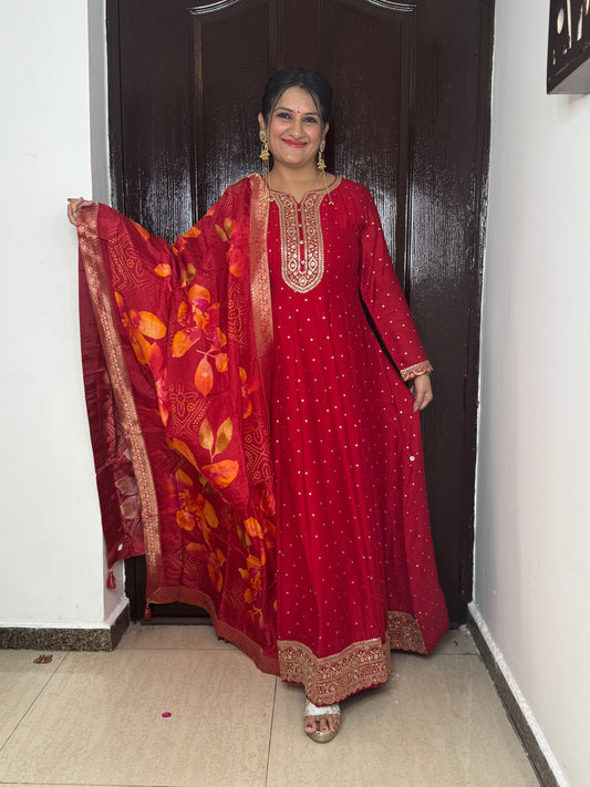 'YASHIKA Silk Anarkali Suit (2 pc set)