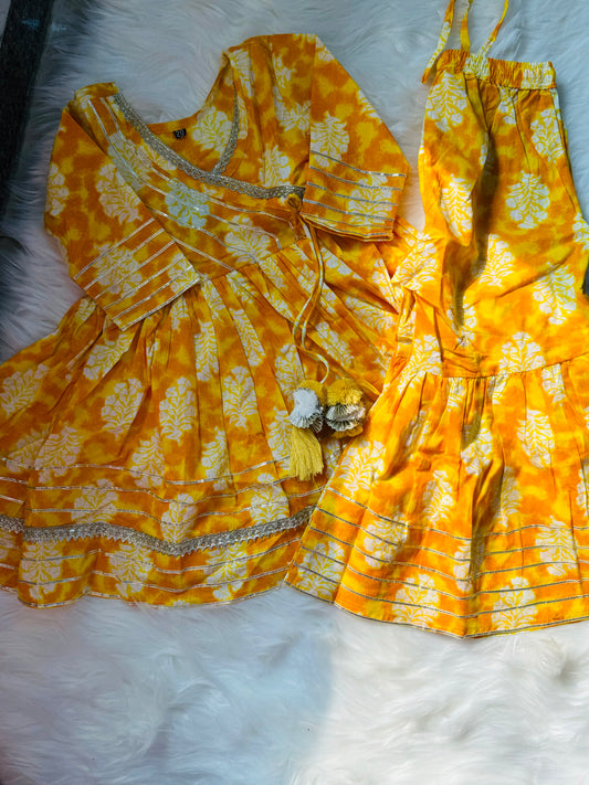 Bright Yellow Sharara Set