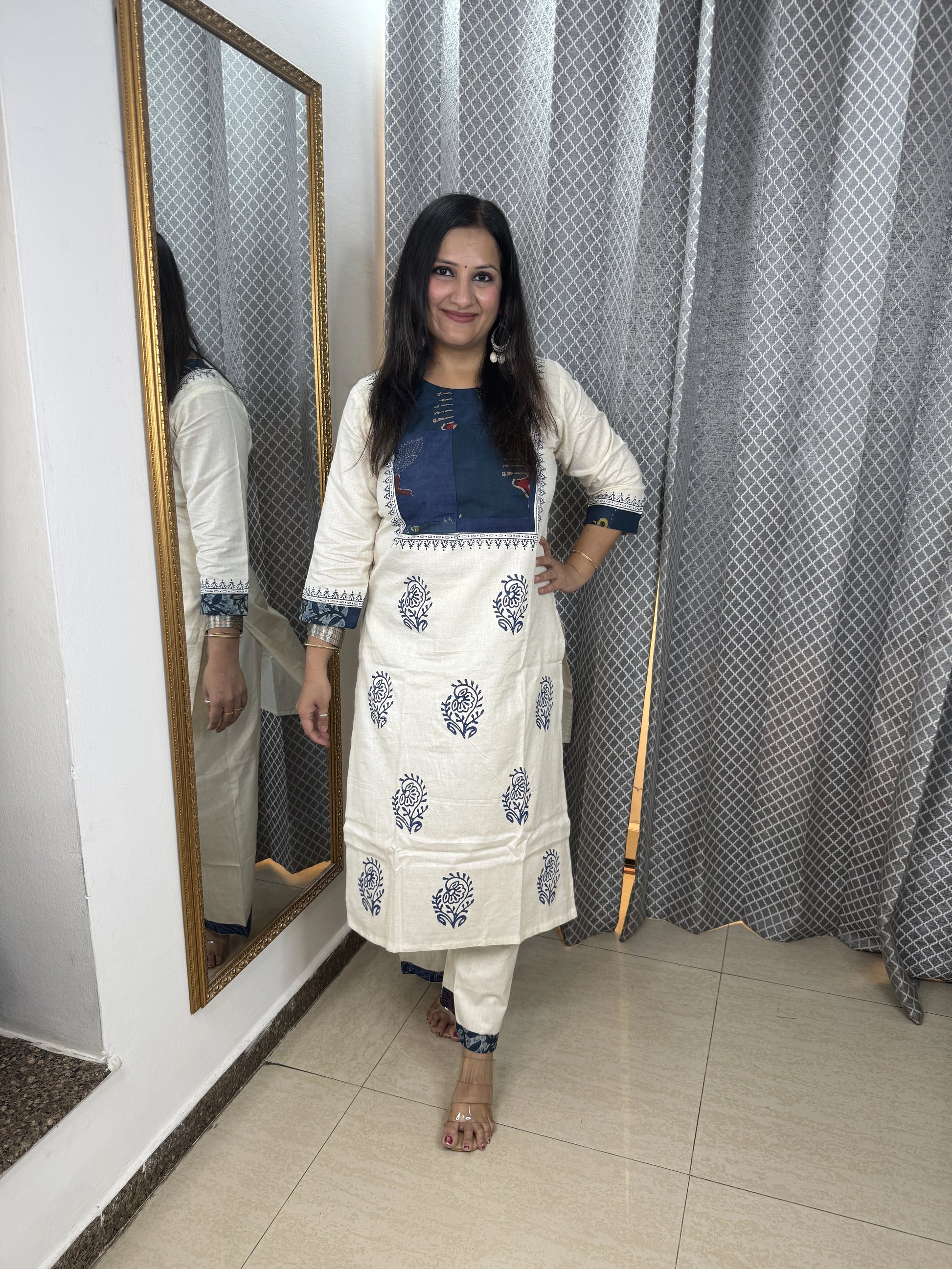 TAVISHI linen cotton kurta set for women front view breathable ethnic wear India