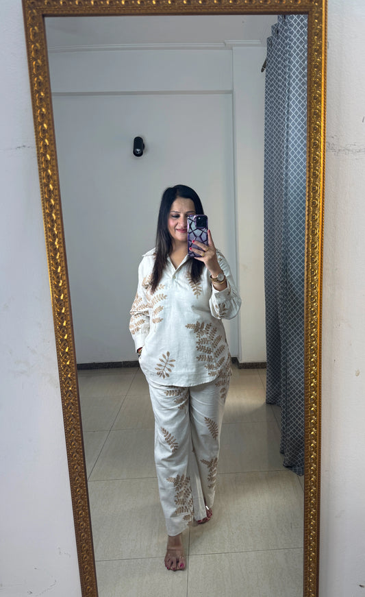 'ELARA' Beige Linen Coord