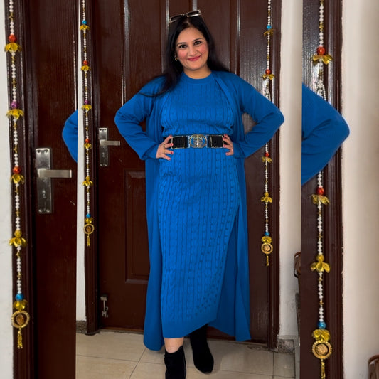 'SERENKNIT' Royal Blue 2 Pcs Dress