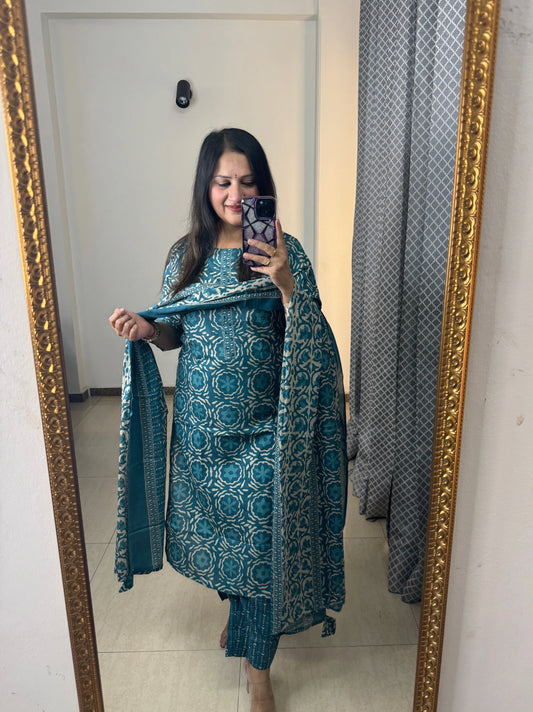 'KAIRA' Sky Blue Three Pc Set