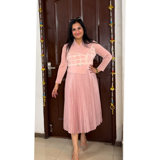 'PLEATIQUE' Pink Pleated Dress