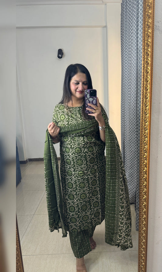 'KAIRA' Green Three Pc Set