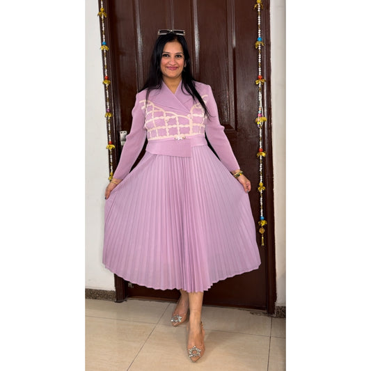 'PLEATIQUE' Lilac Pleated Dress