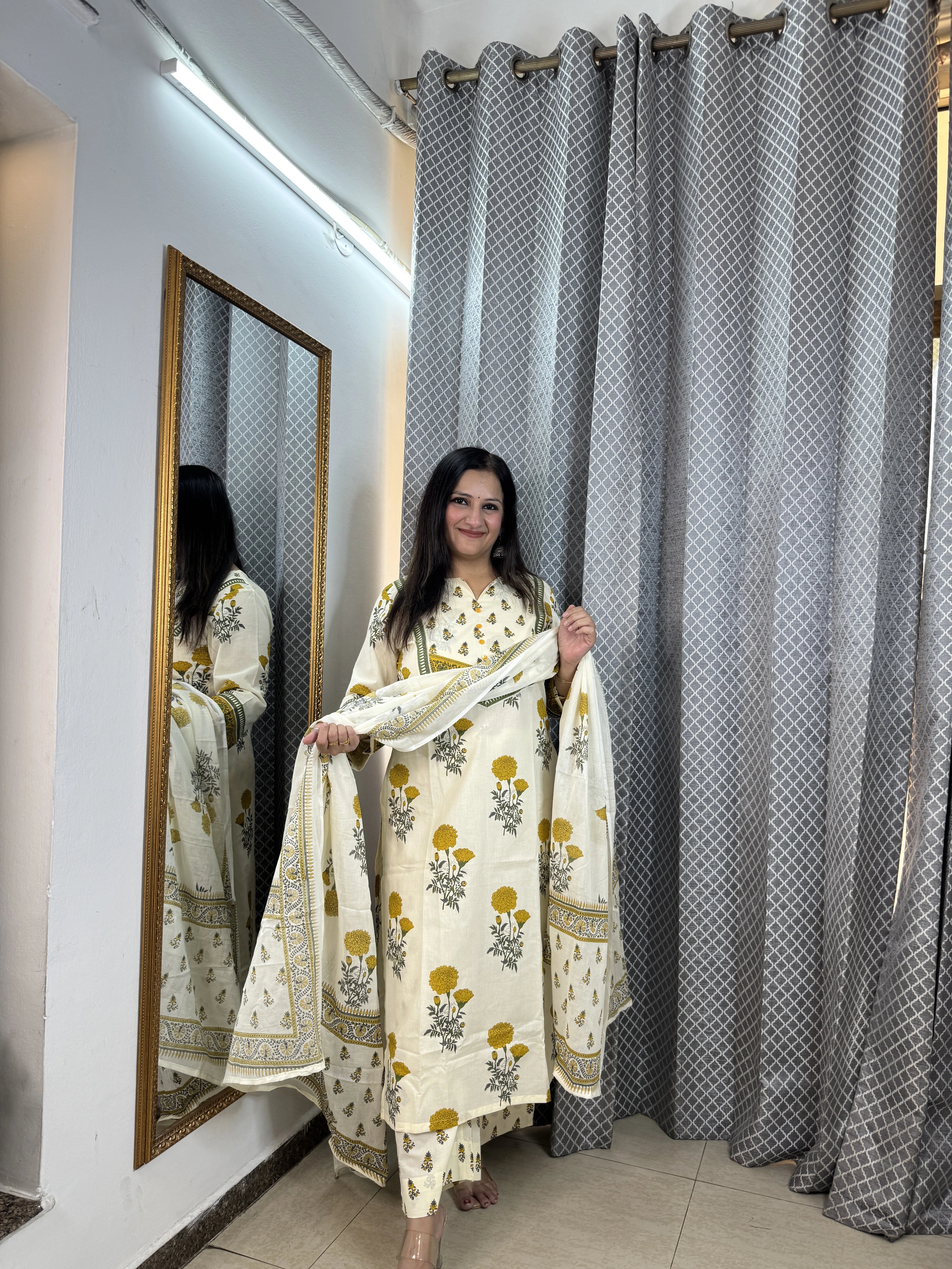 three piece set with dupatta stylish ethnic outfit